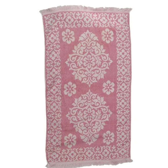 Vintage 80s St Marys Pink And White Floral Cotton Towels Set Of 2 - Picture 3 of 8
